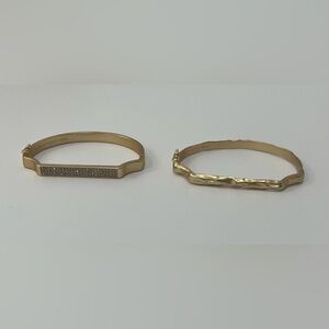 White House Black Market Gold-Tone Bangle Bracelet Set (2)